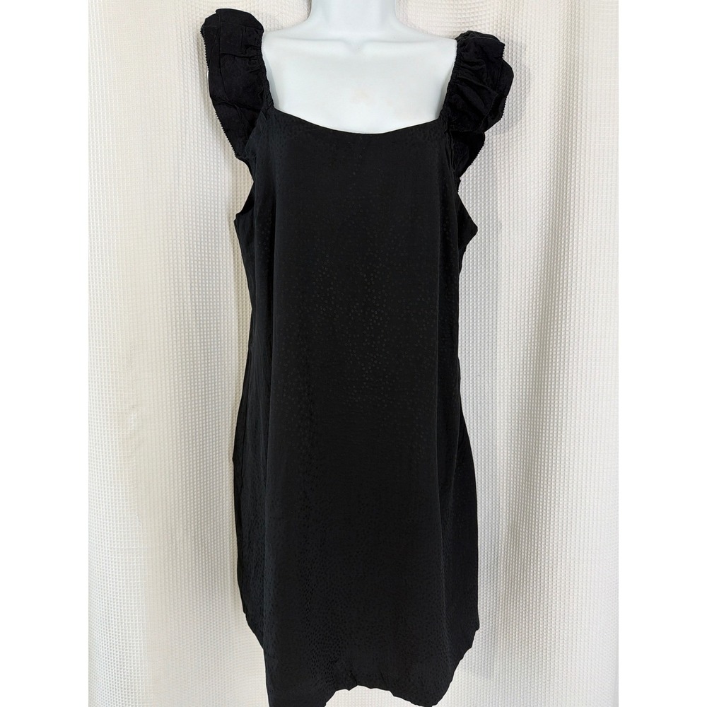 Gentle Fawn Dakota Black Jacquard Polka Dot Ruffle Mini Dress Womens medium